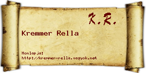 Kremmer Rella névjegykártya